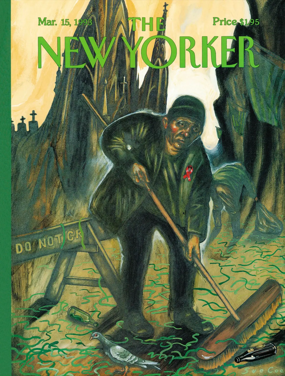 Обложка The New Yorker, 15 марта 1993: День святого Патрика: метла Господня, художник Сью Коу