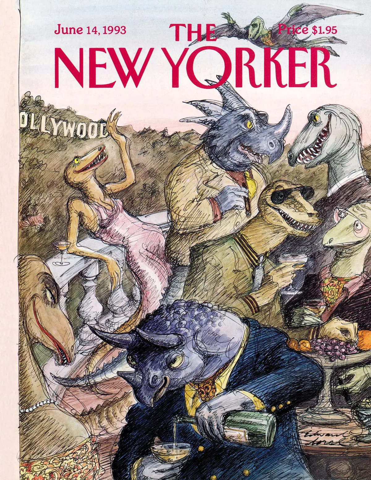 Обложка The New Yorker, 14 июня 1993: Юрские радости, художник Эдвард Сорел