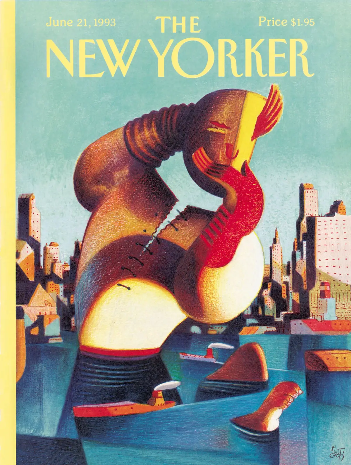 Обложка The New Yorker, 21 июня 1993: Восход Маннахатты, художник Лоренцо Маттотти