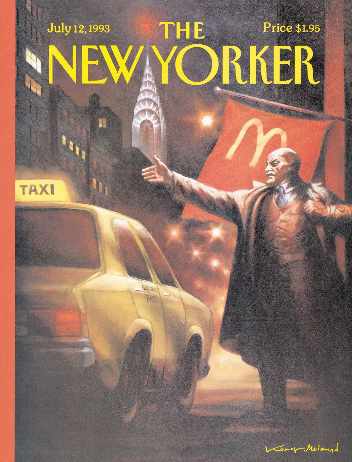 Обложка The New Yorker, 12 июля 1993: Ленин ловит такси, художник Виталий Комар, Александр Меламид