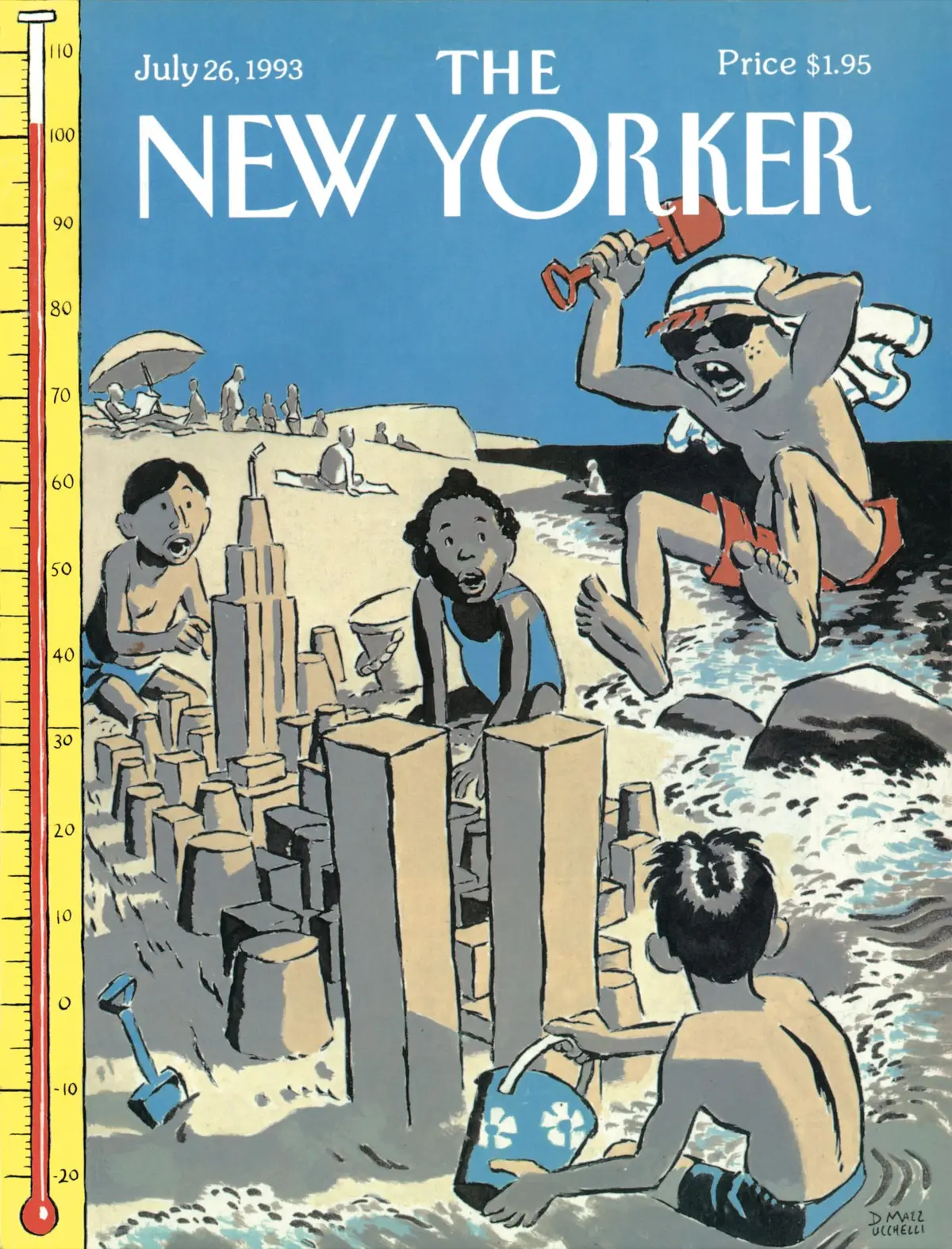 Обложка The New Yorker, 26 июля 1993: Замки из песка, художник Дэвид Маццукелли