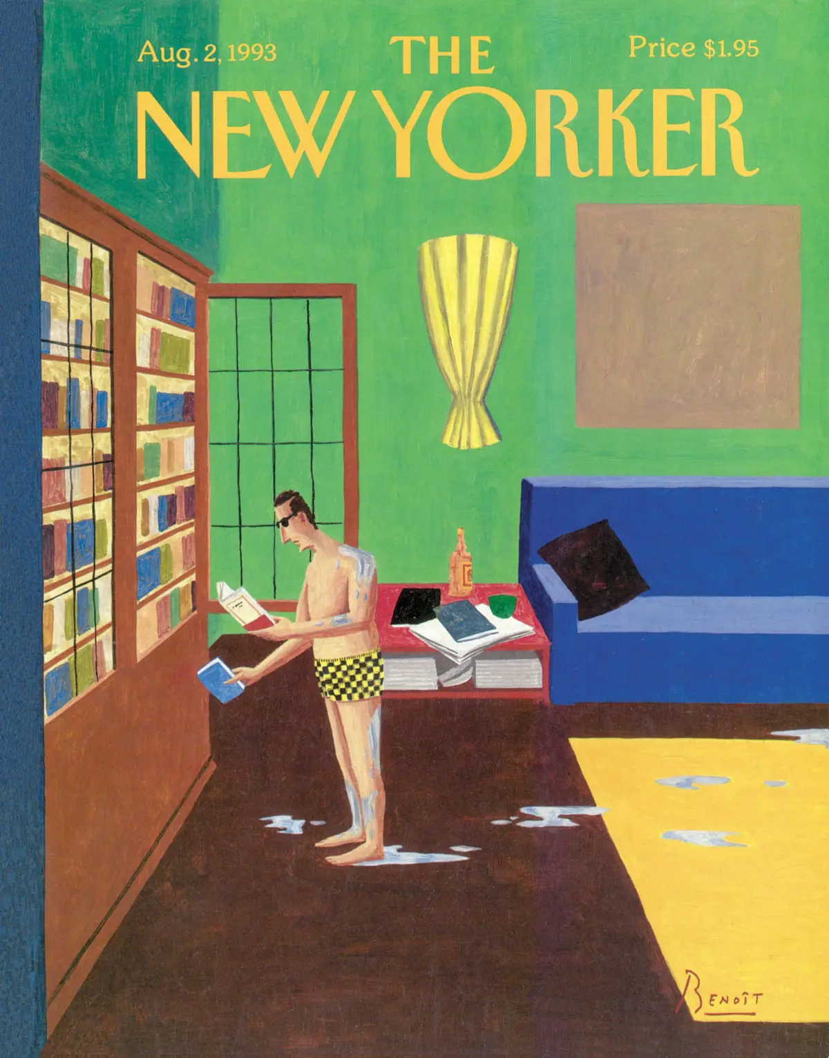 Обложка The New Yorker, 2 августа 1993: Как плавать, художник Бенуа ван Иннис