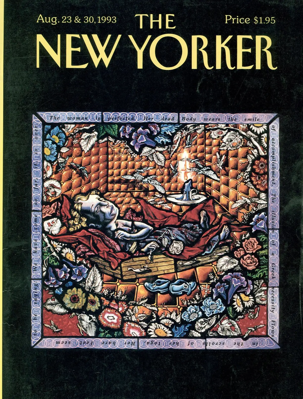 Обложка The New Yorker, 23 августа 1993: Ночной цветок, витраж, художник Джудит Шехтер