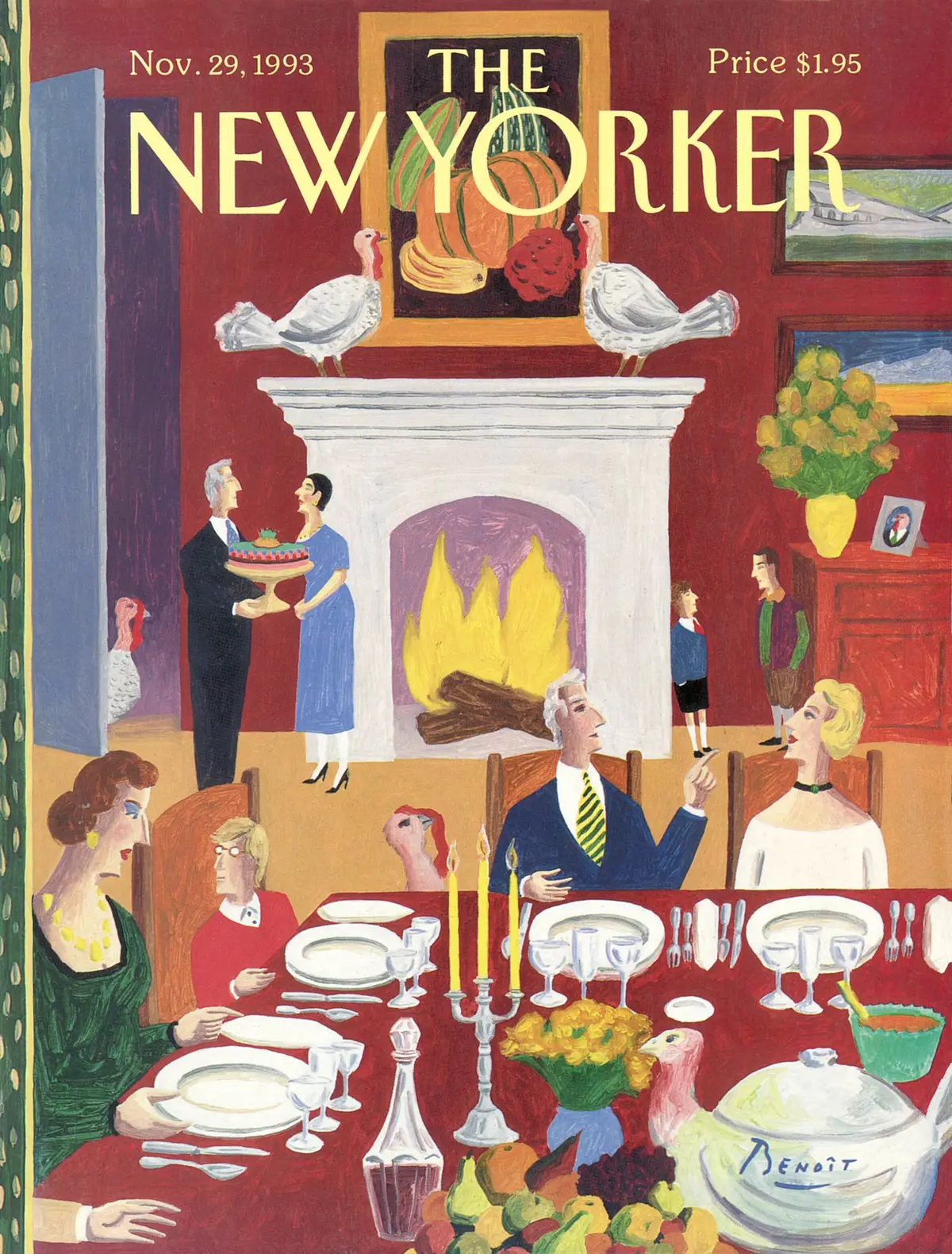 Обложка The New Yorker, 29 ноября 1993: Угадай, кто придёт к обеду, художник Бенуа ван Иннис