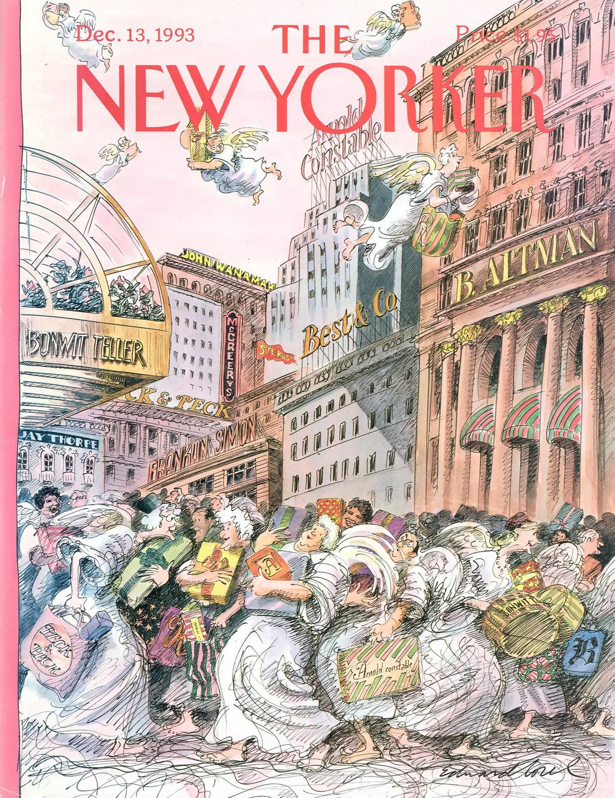 Обложка The New Yorker, 13 декабря 1993: Даже опоздавшие спешат, художник Эдвард Сорел