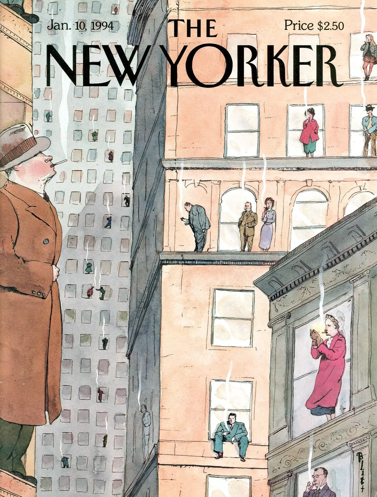 Обложка The New Yorker, 10 января 1994: Упорные курильщики, художник Барри Блитт