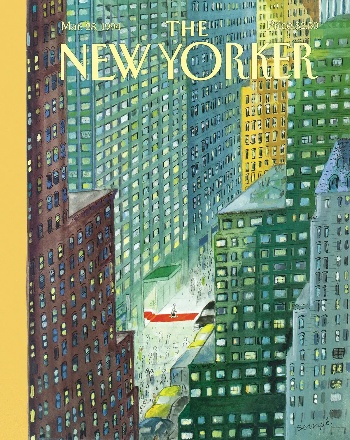 Обложка The New Yorker, 28 марта 1994: Красная дорожка, художник Жан-Жак Сампе
