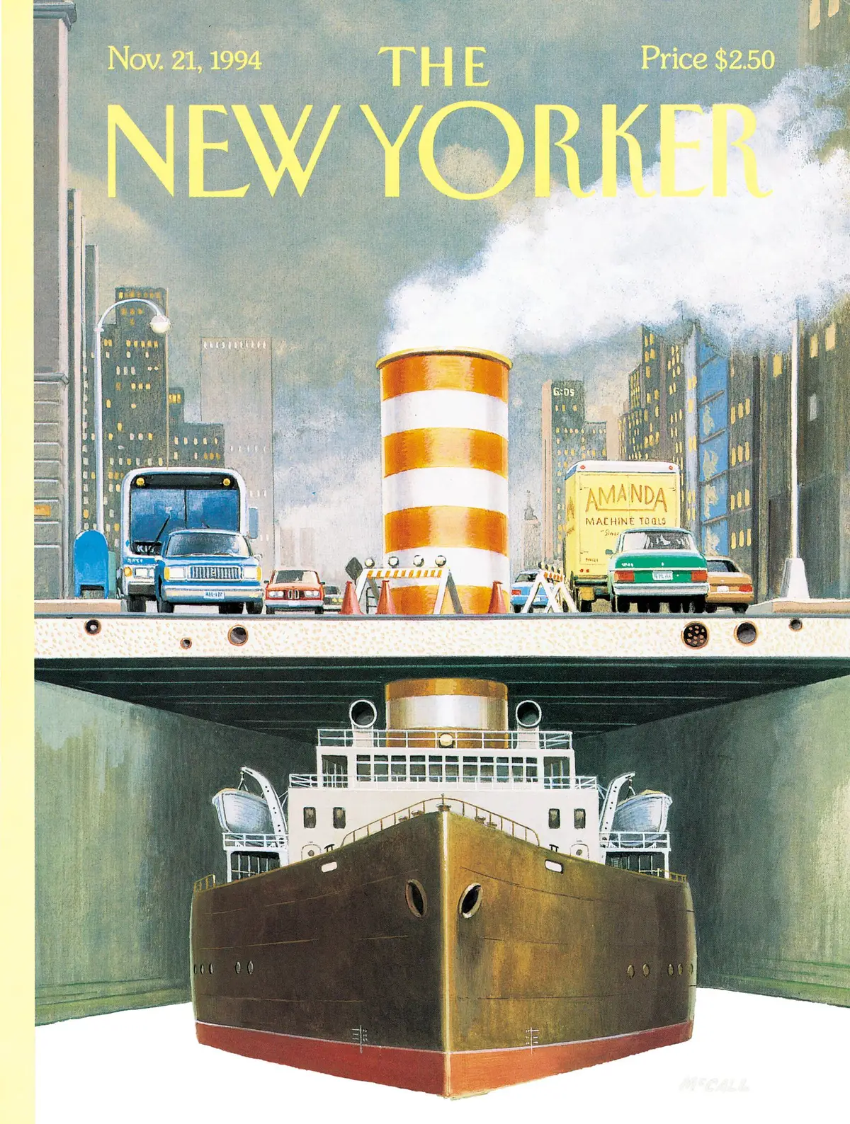 Обложка The New Yorker, 21 ноября 1994: Пароходы, художник Брюс Макколл