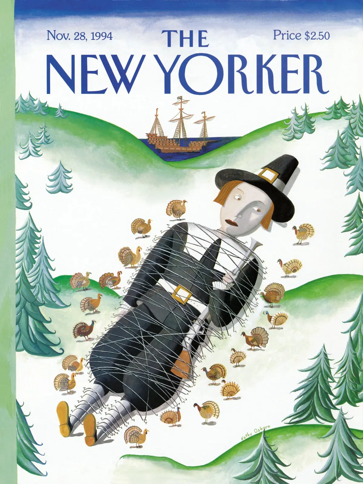 Обложка The New Yorker, 28 ноября 1994: День благодарения, художник Кэти Осборн