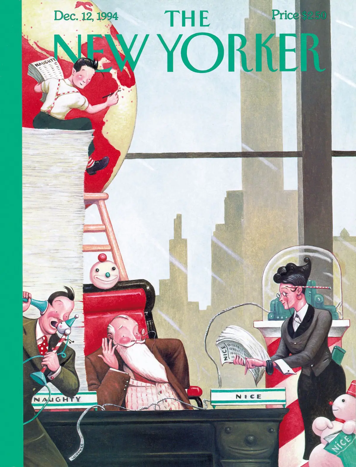 Обложка The New Yorker, 12 декабря 1994: Санта-Клаус в городе, художник Уильям Джойс