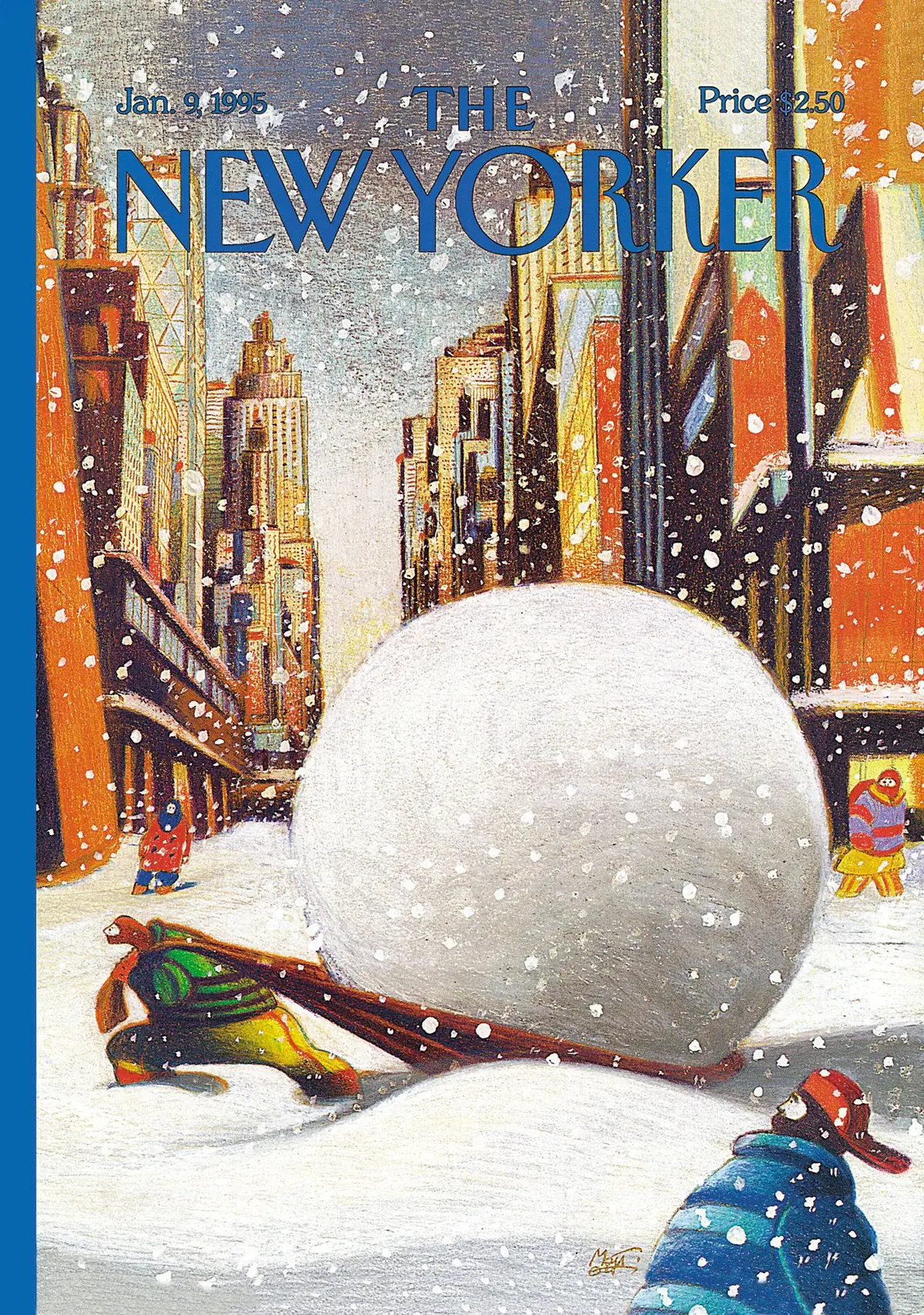 Обложка The New Yorker, 9 января 1995: Снежный улов, художник Лоренцо Маттотти