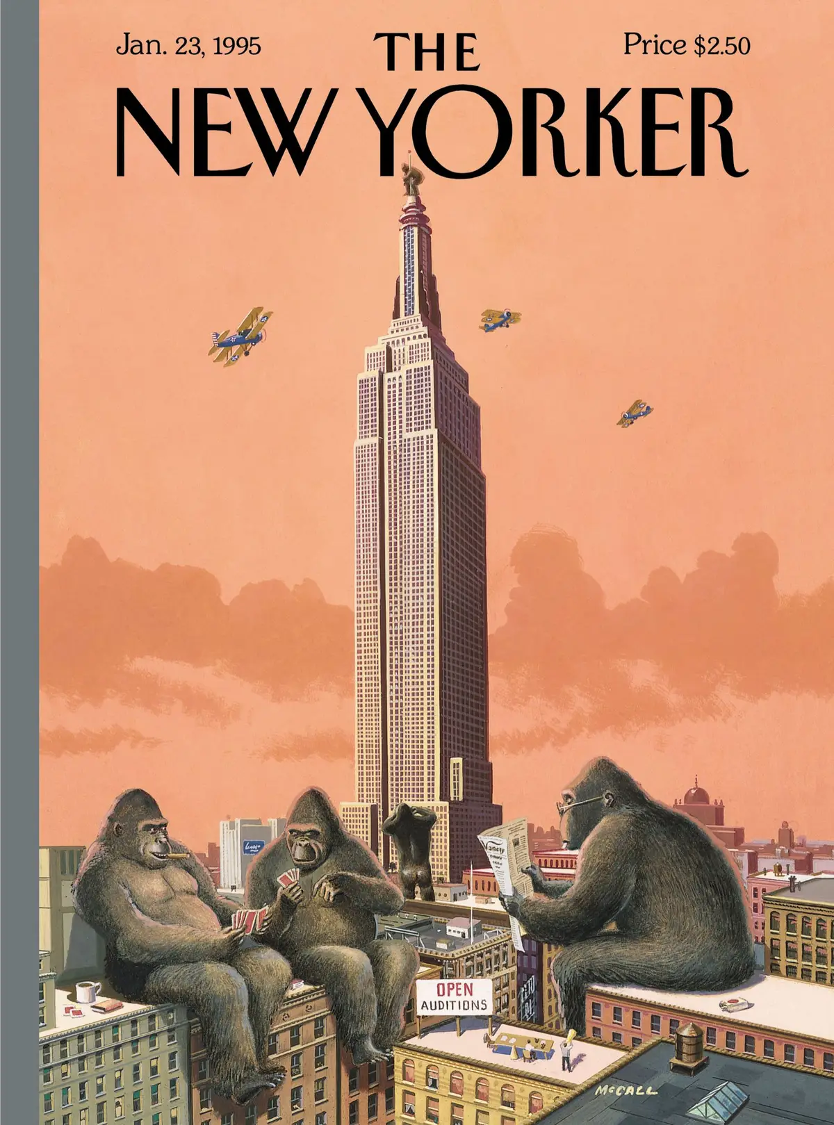 Обложка The New Yorker, 23 января 1995: Зов Кинг-Конга, художник Брюс Макколл