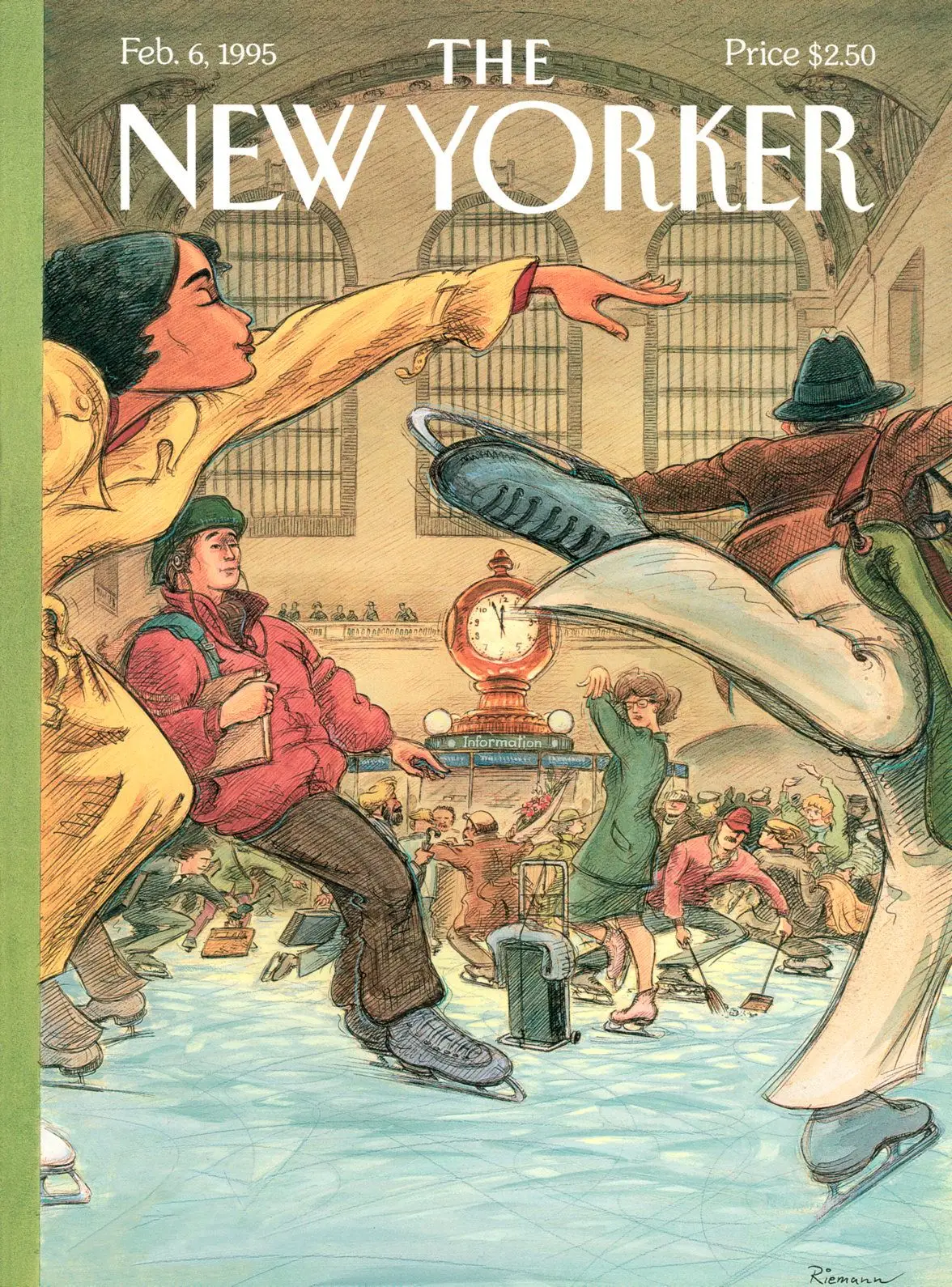 Обложка The New Yorker, 6 февраля 1995: Каток на Гранд-Сентрал, художник Джордж Риман