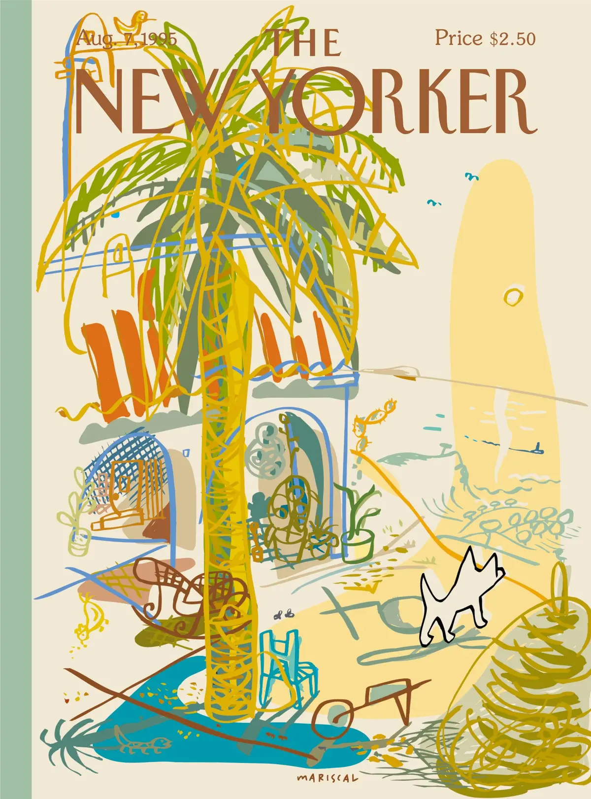 Обложка The New Yorker, 7 августа 1995: Летняя терраса, художник Хавьер Марискаль