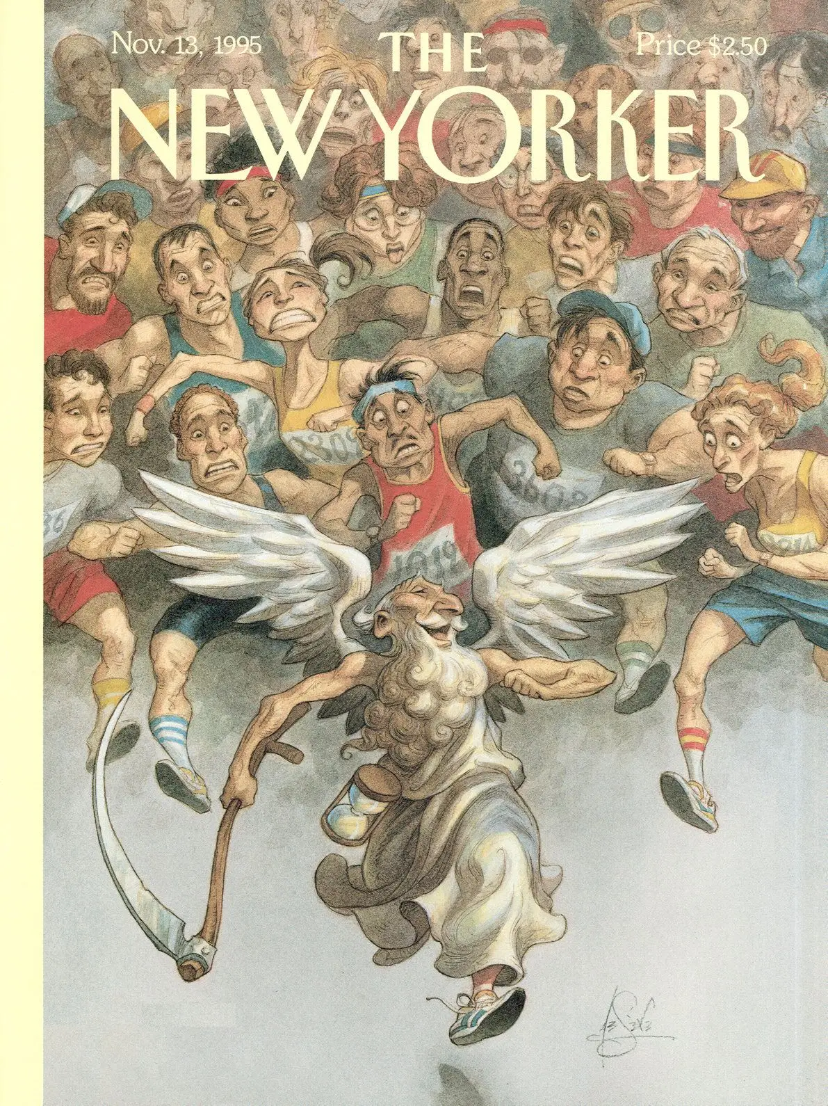 Обложка The New Yorker, 13 ноября 1995: Гонка со временем, художник Питер де Сев