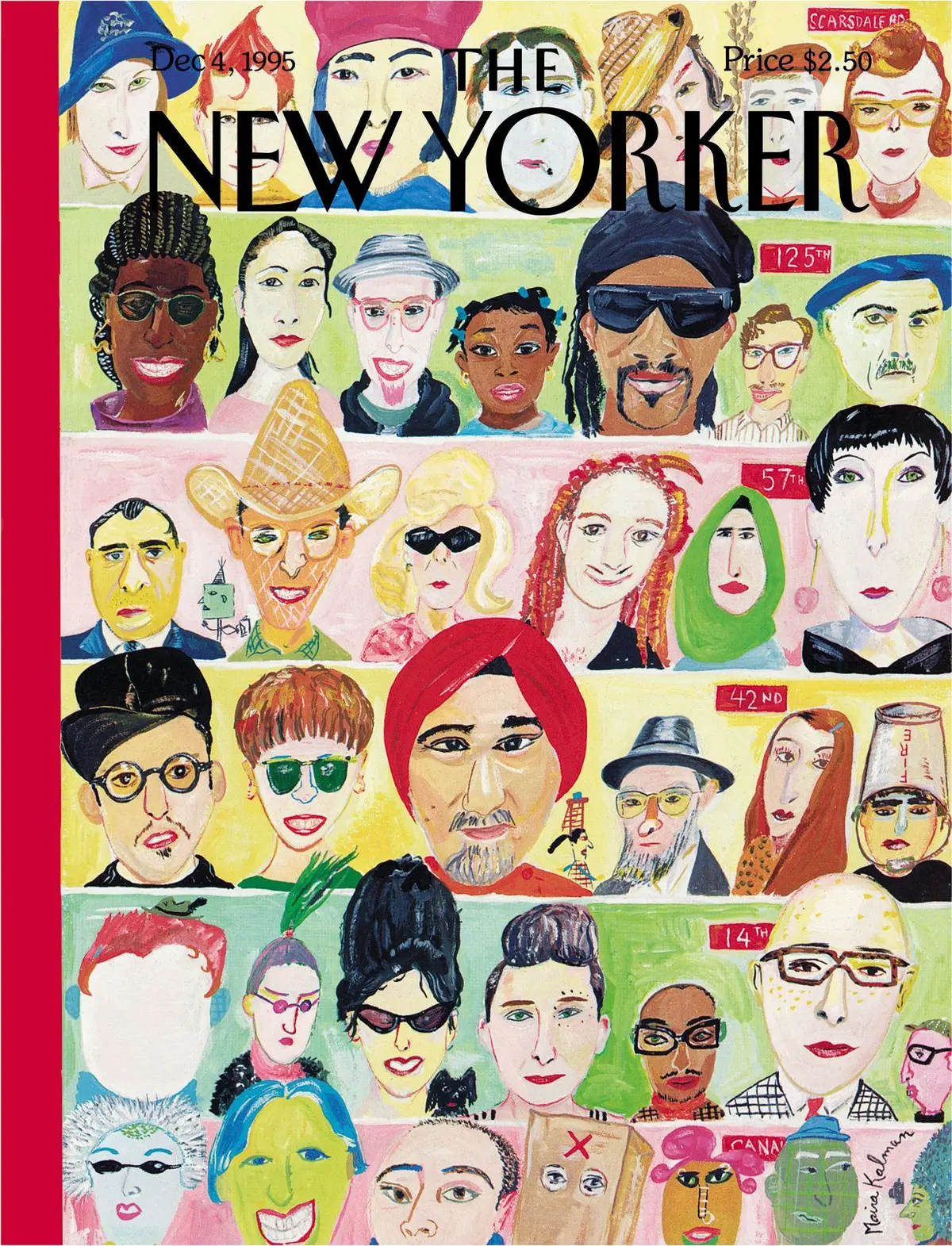 Обложка The New Yorker, 4 декабря 1995: Поперёк города, художник Майра Калман