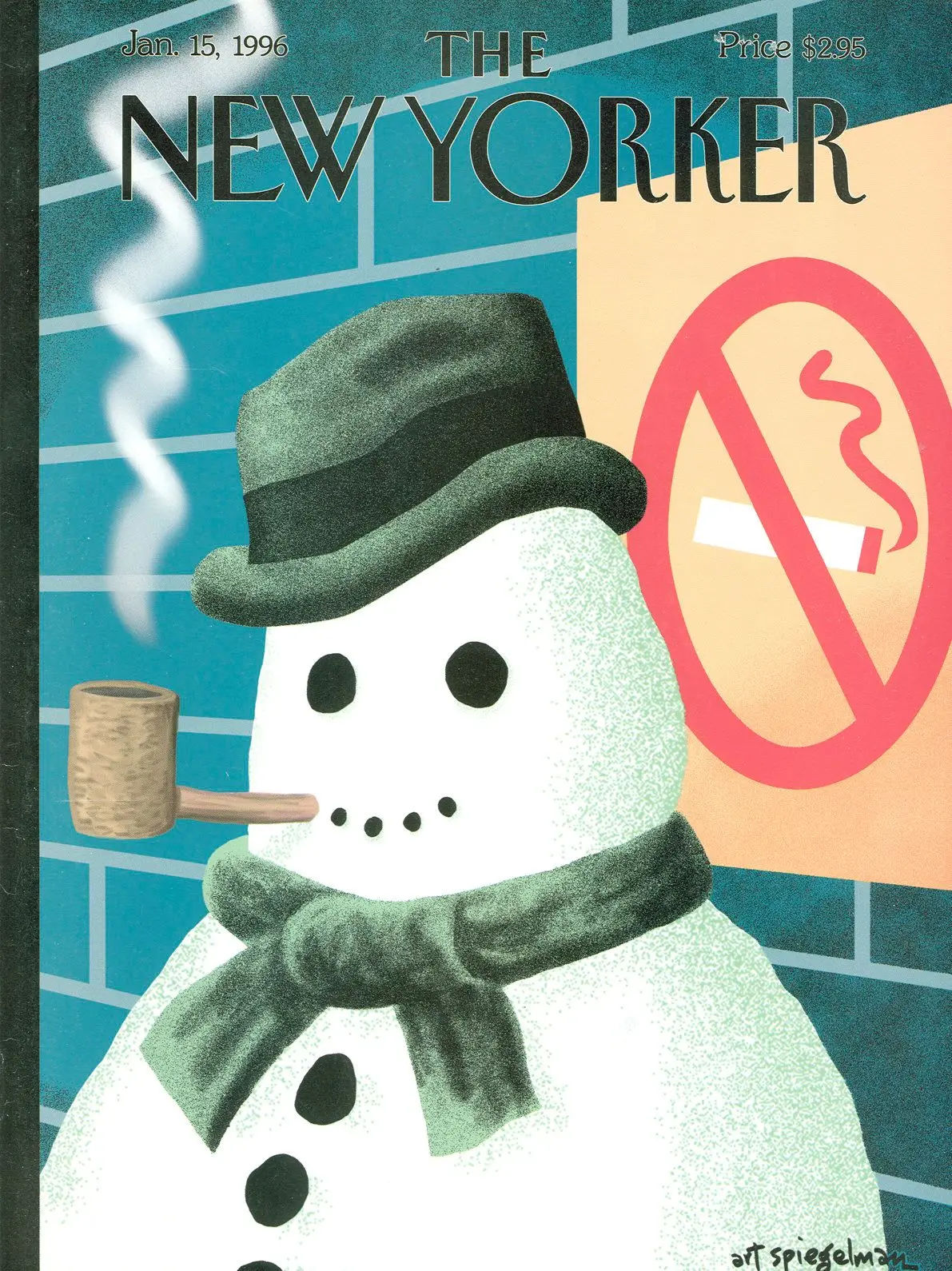 Обложка The New Yorker, 15 января 1996: Курение в снегу, художник Арт Шпигельман