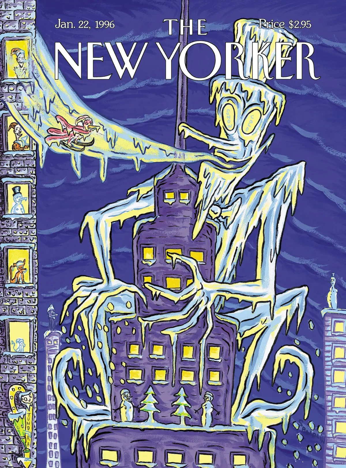 Обложка The New Yorker, 22 января 1996: Ледяной город, художник Дэвид Сэндлин