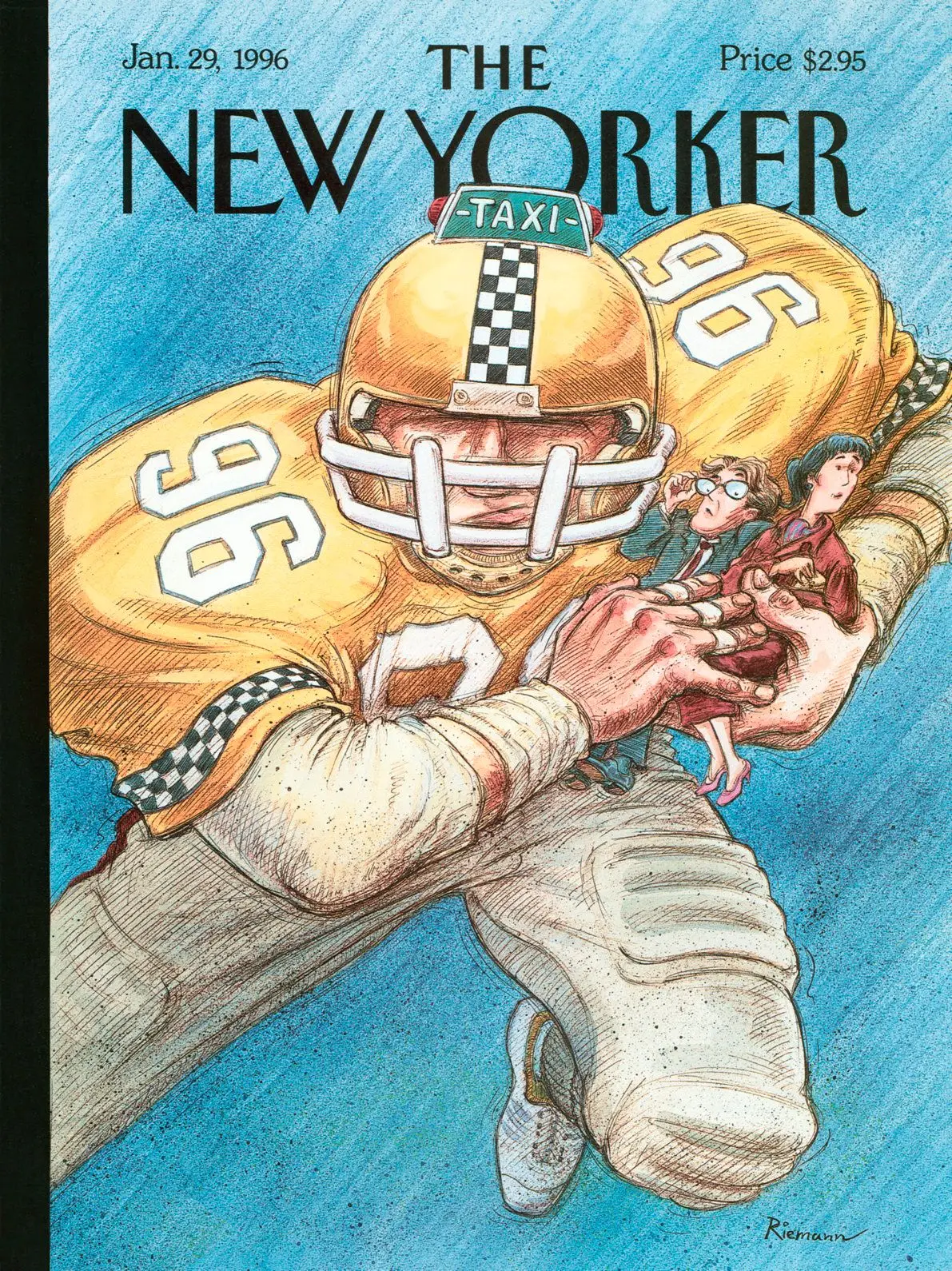 Обложка The New Yorker, 29 января 1996: Такси Нью-Йорка, художник Джордж Риман
