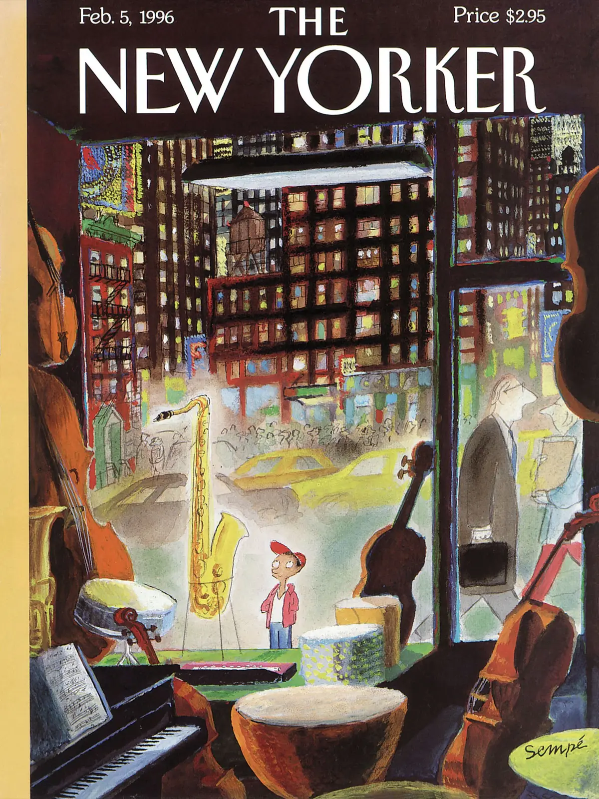 Обложка The New Yorker, 5 февраля 1996: Мальчик, который хотел стать президентом, художник Жан-Жак Сампе