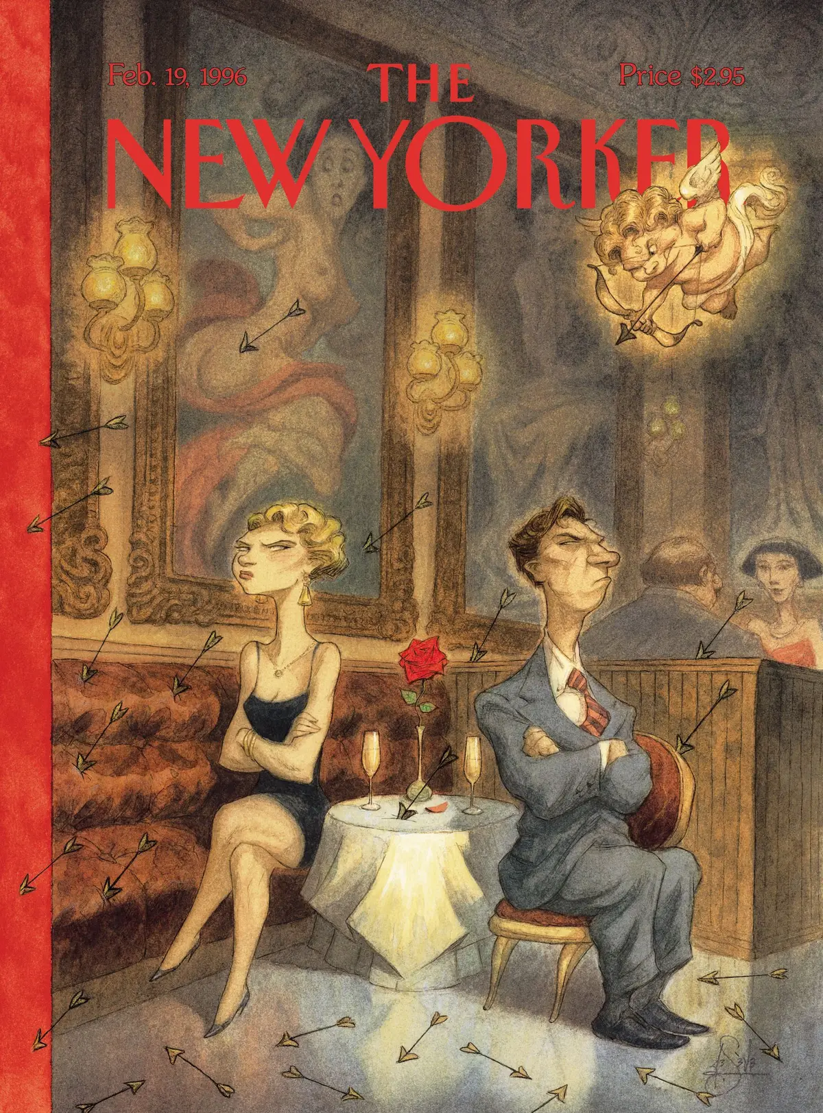 Обложка The New Yorker, 19 февраля 1996: Залп Купидона, художник Питер де Сев