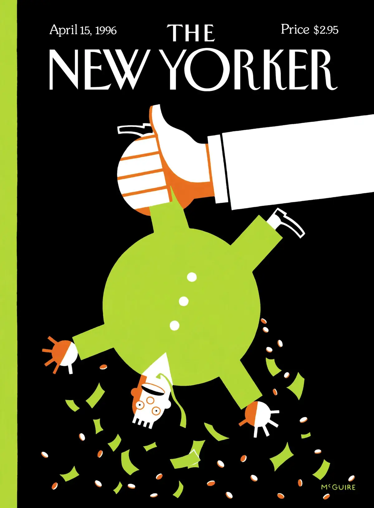 Обложка The New Yorker, 15 апреля 1996: Вымогательство, художник Ричард Макгуайр