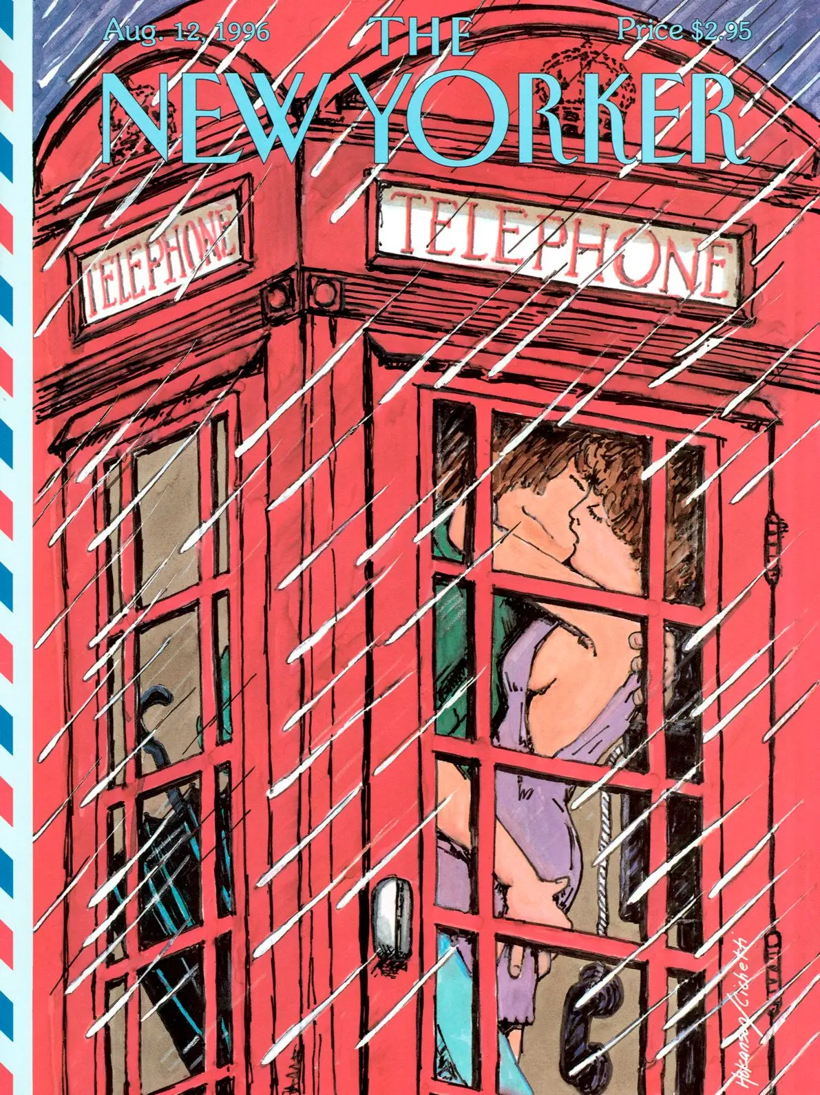 Обложка The New Yorker, 12 августа 1996: На расстоянии, художник Ларс Хоканссон, Фрэнсис Чикетти