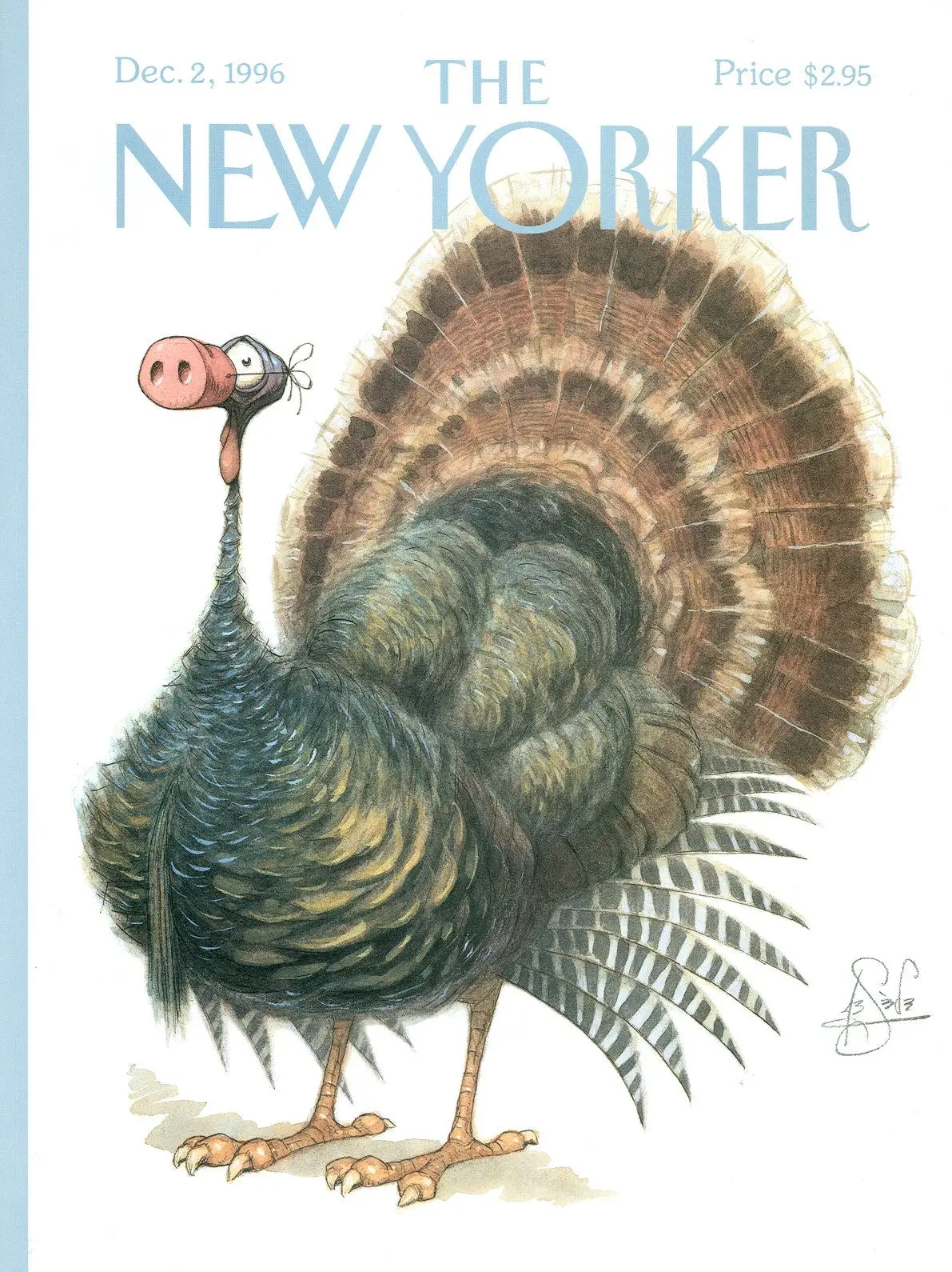 Обложка The New Yorker, 2 декабря 1996: Нарядная индейка, художник Питер де Сев