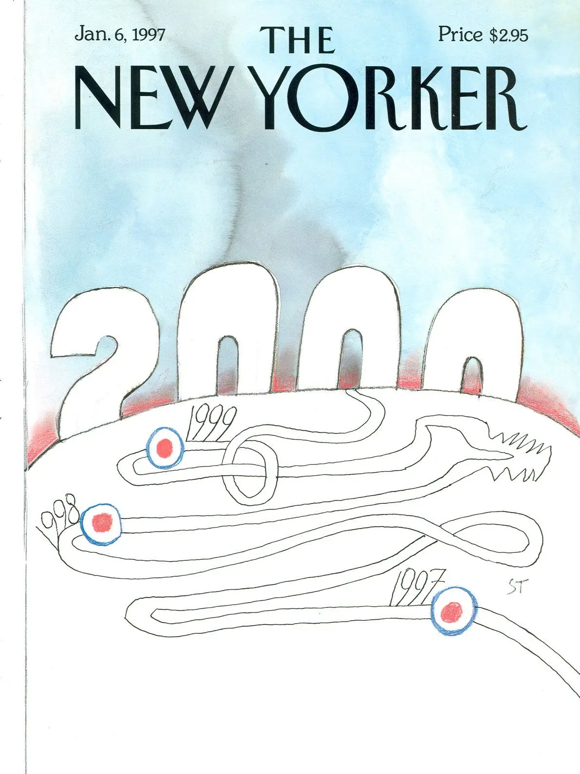 Обложка The New Yorker, 6 января 1997: 2000, художник Сол Стейнберг