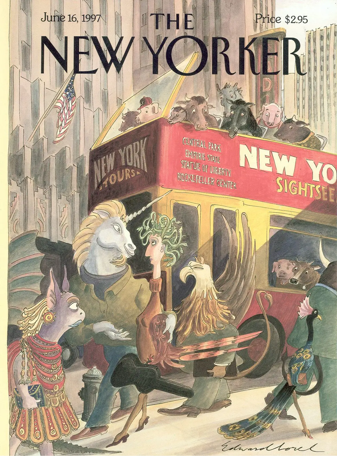 Обложка The New Yorker, 16 июня 1997: Пешеходы и зеваки, художник Эдвард Сорел