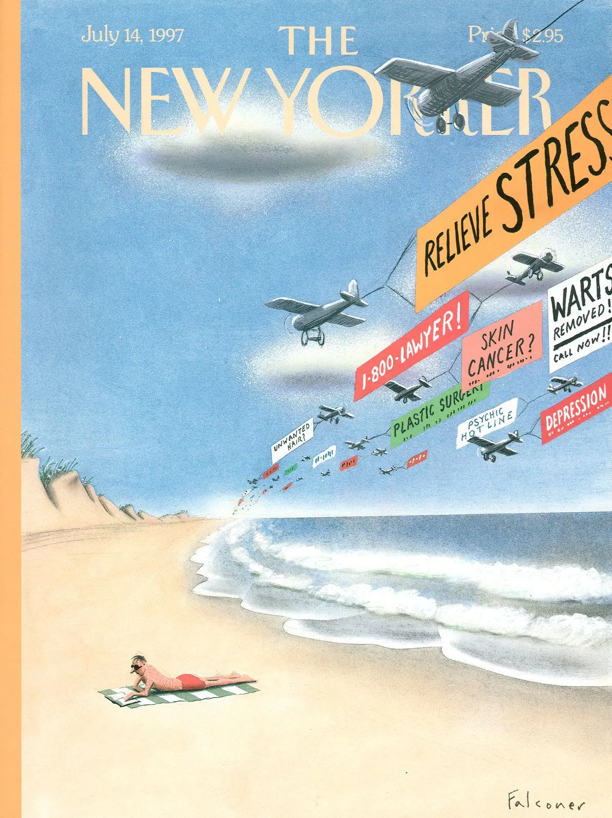 Обложка The New Yorker, 14 июля 1997: Подальше от всего, художник Иэн Фальконер