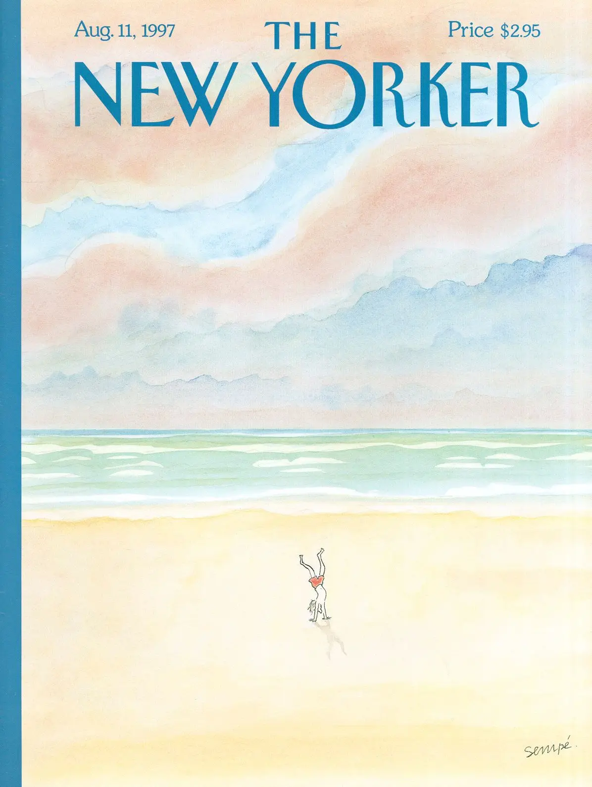 Обложка The New Yorker, 11 августа 1997: Ногами на земле, художник Жан-Жак Сампе