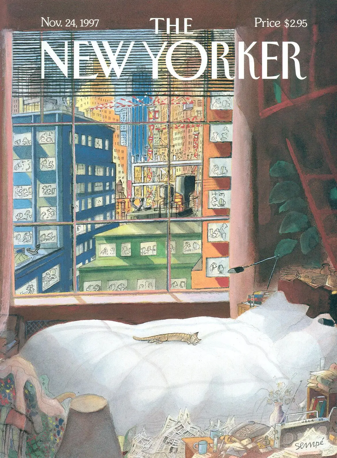 Обложка The New Yorker, 24 ноября 1997: Роскошно, тихо и уютно, художник Жан-Жак Сампе
