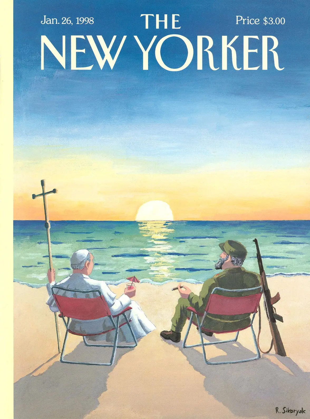 Обложка The New Yorker, 26 января 1998: На пляже, художник Роберт Сикоряк