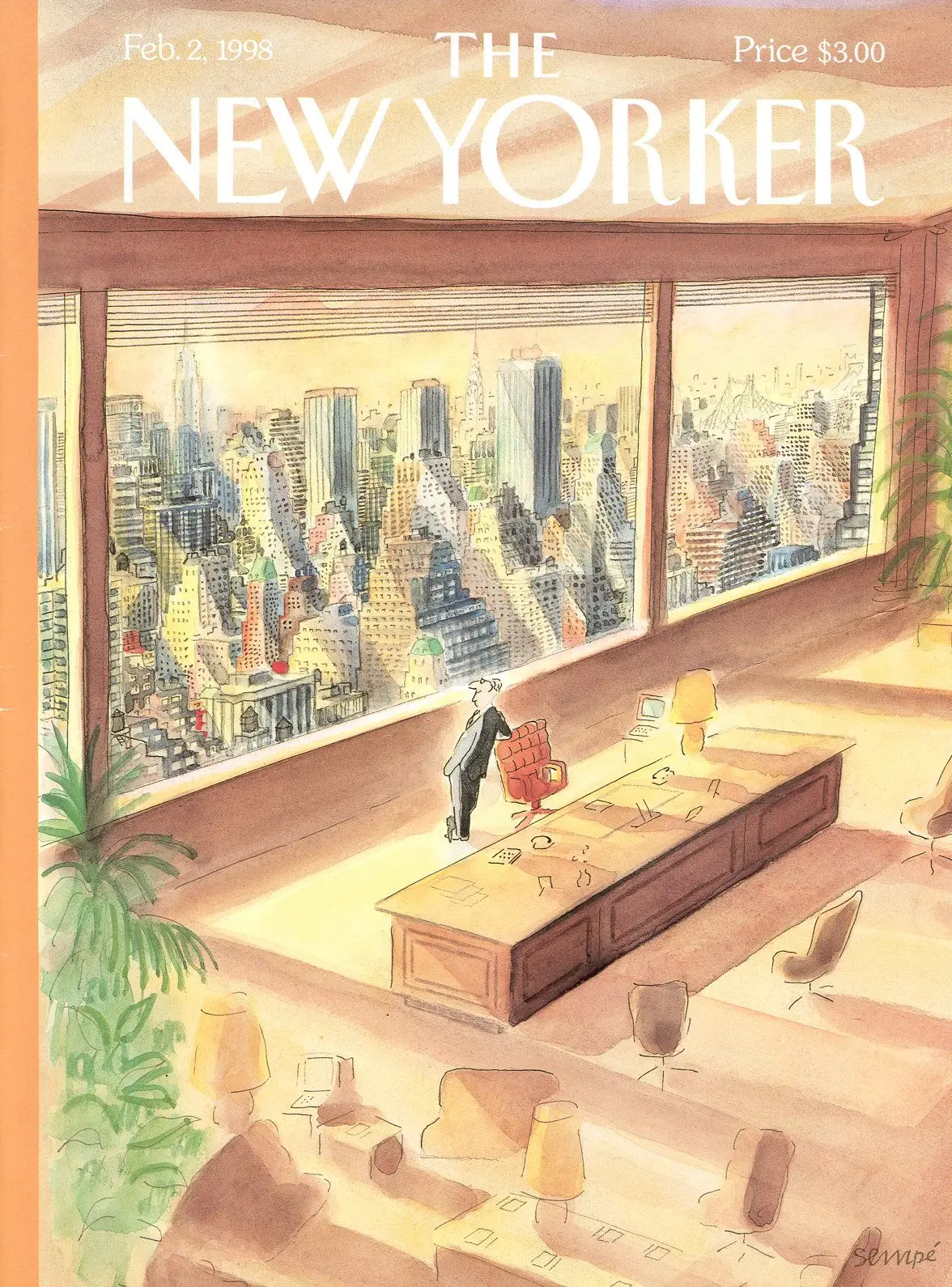 Обложка The New Yorker, 2 февраля 1998: Некоторое чувство собственной важности, художник Жан-Жак Сампе