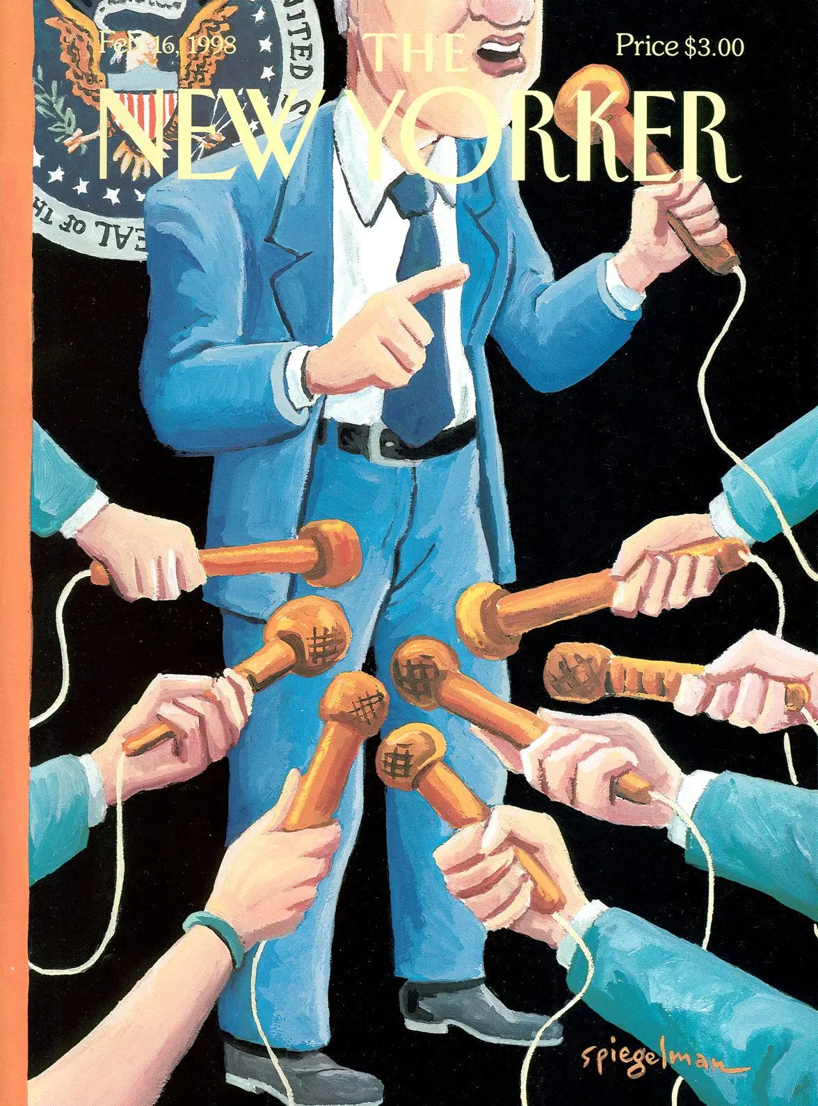 Обложка The New Yorker, 16 февраля 1998: Низкий путь, художник Арт Шпигельман