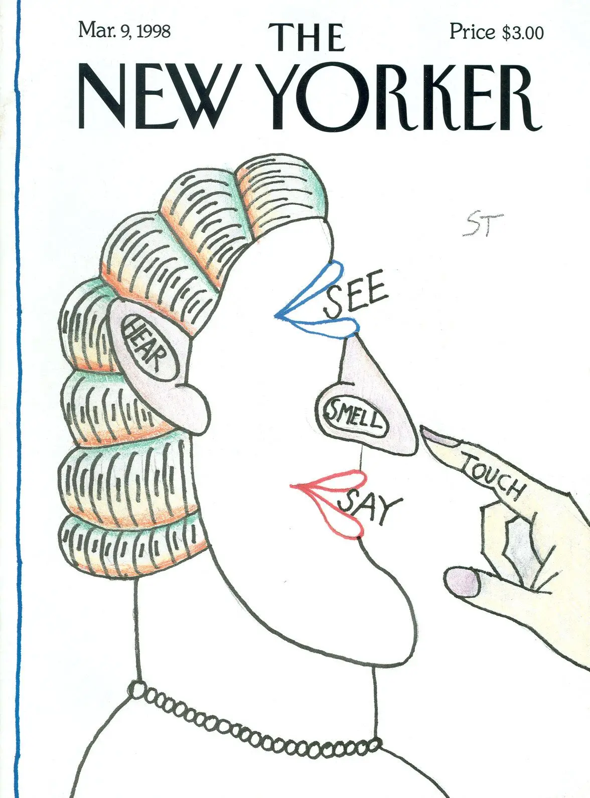 Обложка The New Yorker, 9 марта 1998: Пять чувств, художник Сол Стейнберг
