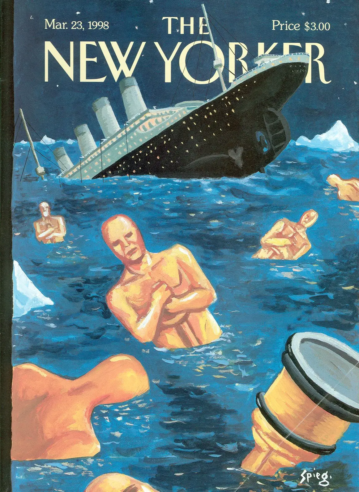 Обложка The New Yorker, 23 марта 1998: Незабываемая ночь, художник Арт Шпигельман
