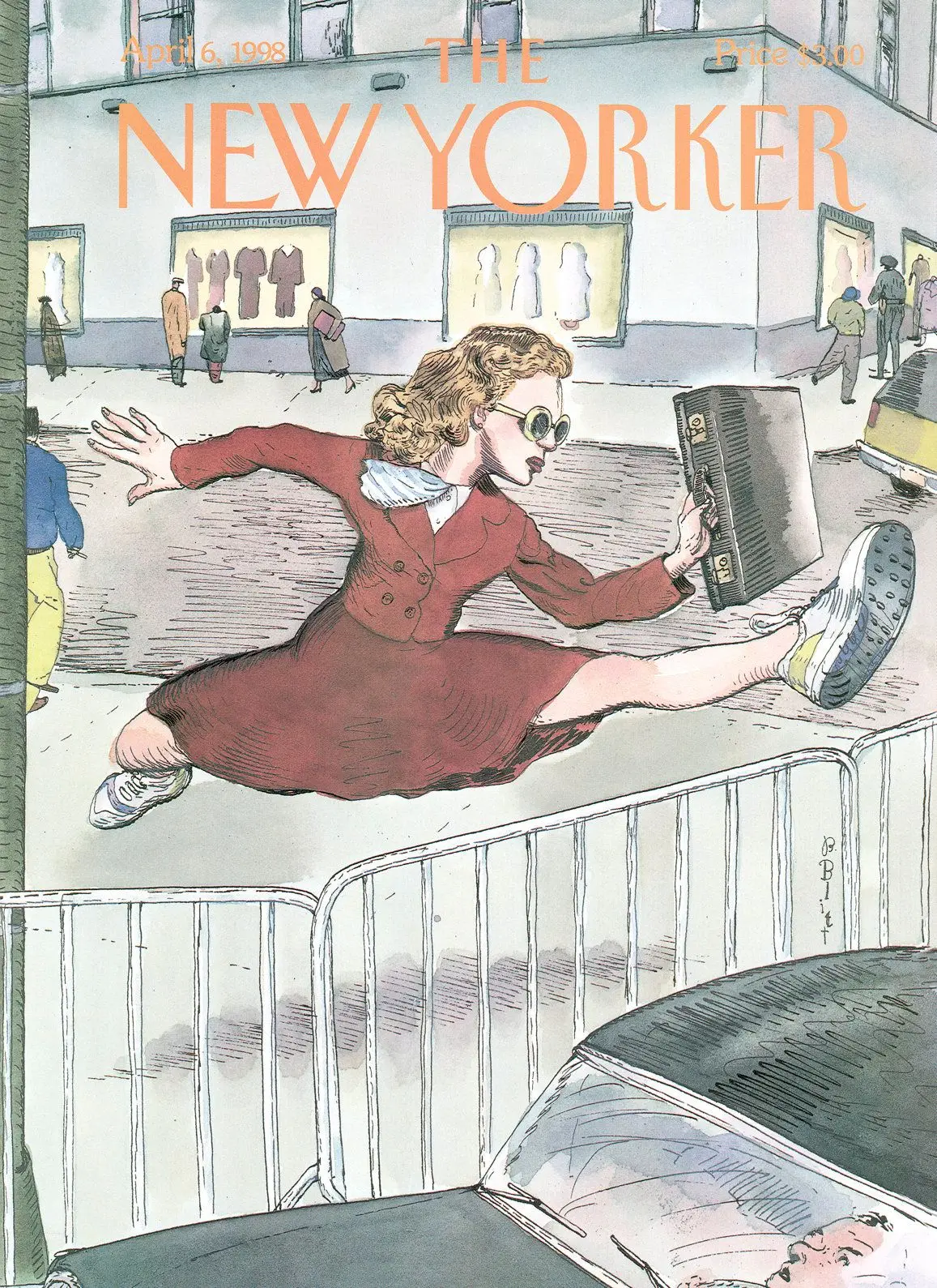Обложка The New Yorker, 6 апреля 1998: Не сбавляя шага, художник Барри Блитт