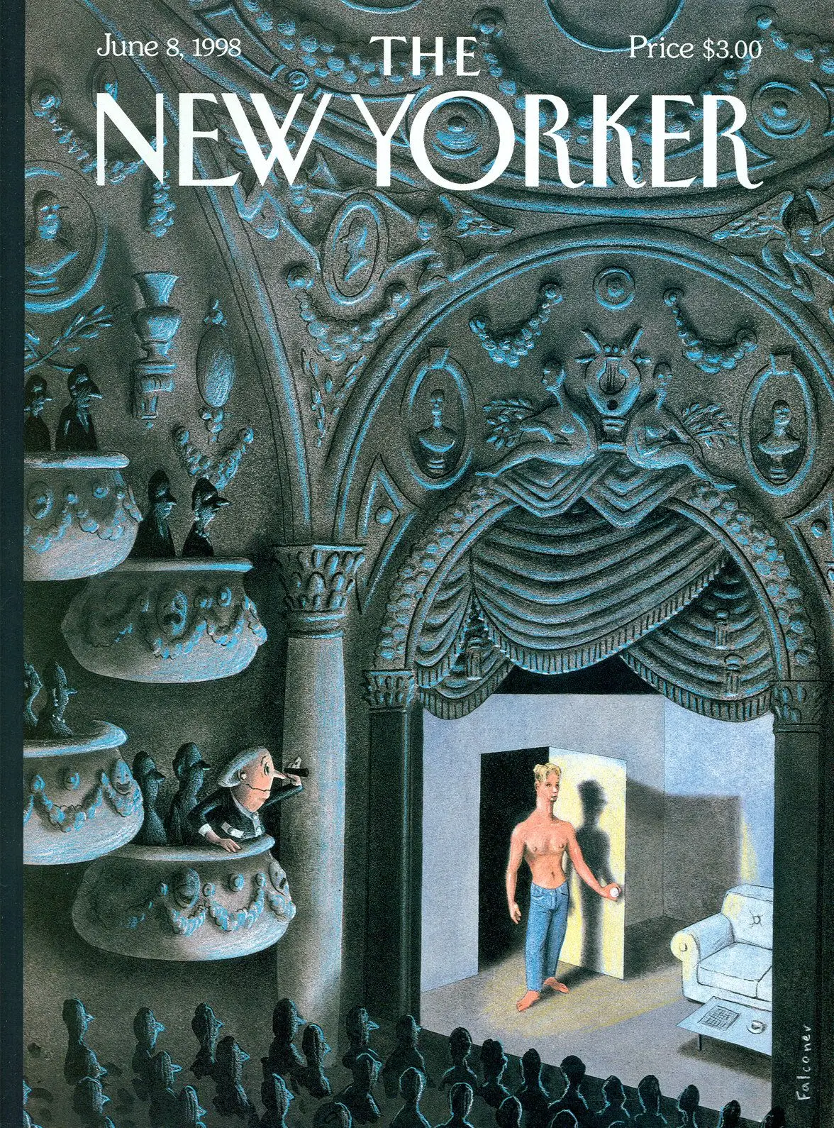 Обложка The New Yorker, 8 июня 1998: Волнение театра, художник Иэн Фальконер