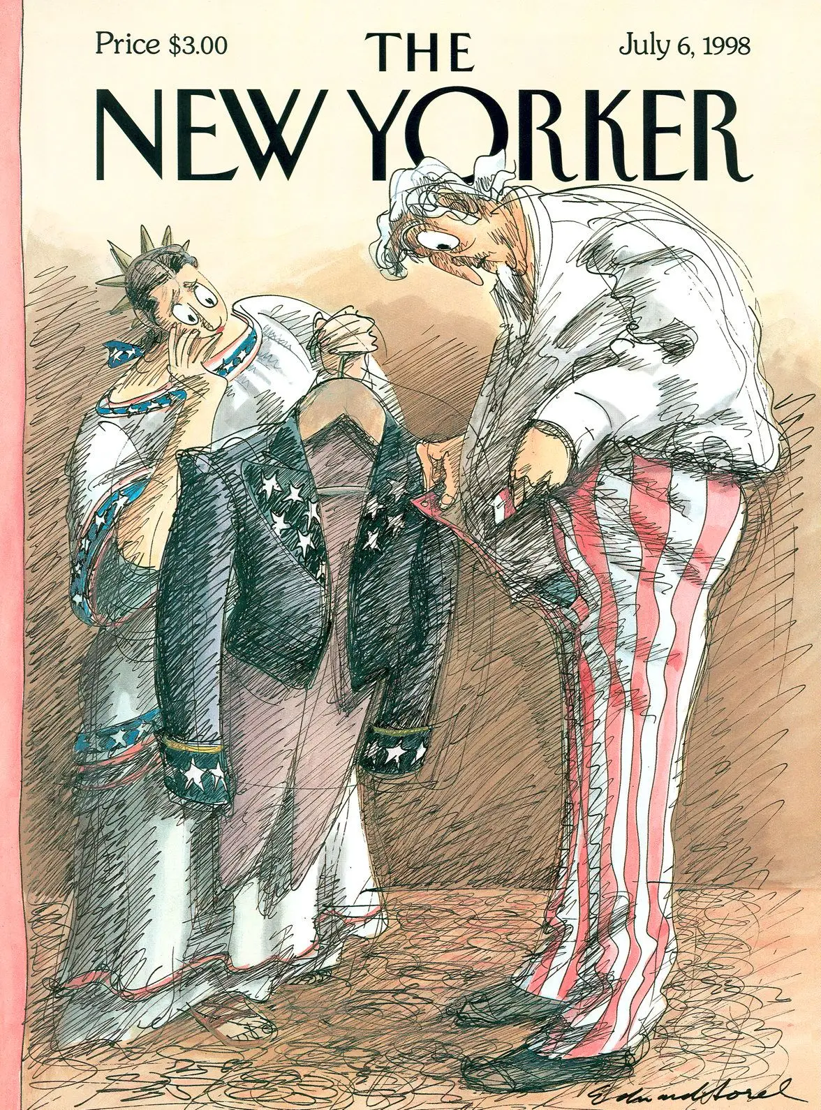 Обложка The New Yorker, 6 июля 1998: Неожиданный излишек, художник Эдвард Сорел