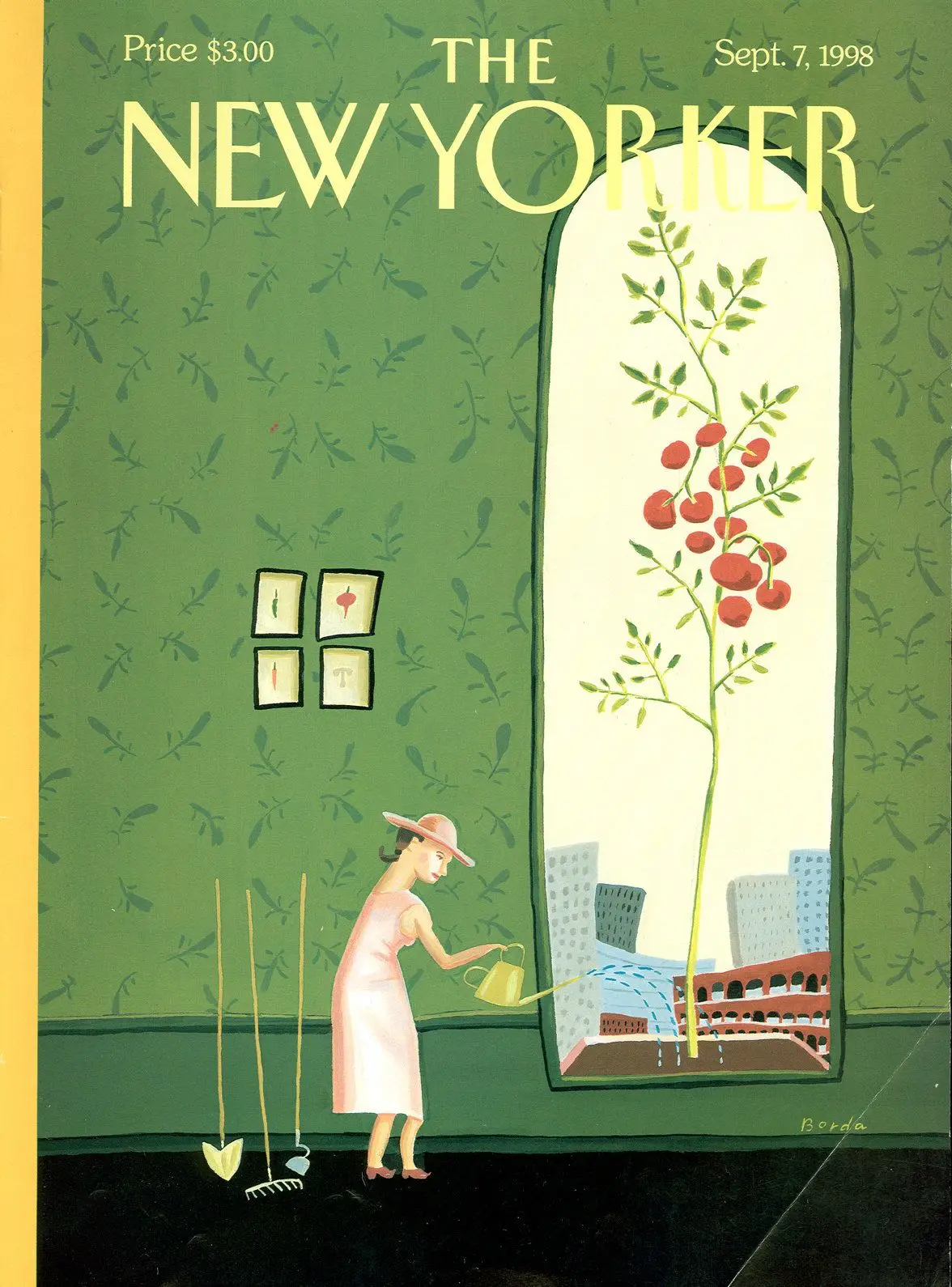 Обложка The New Yorker, 7 сентября 1998: Ящик на окне, художник Джульет Борда