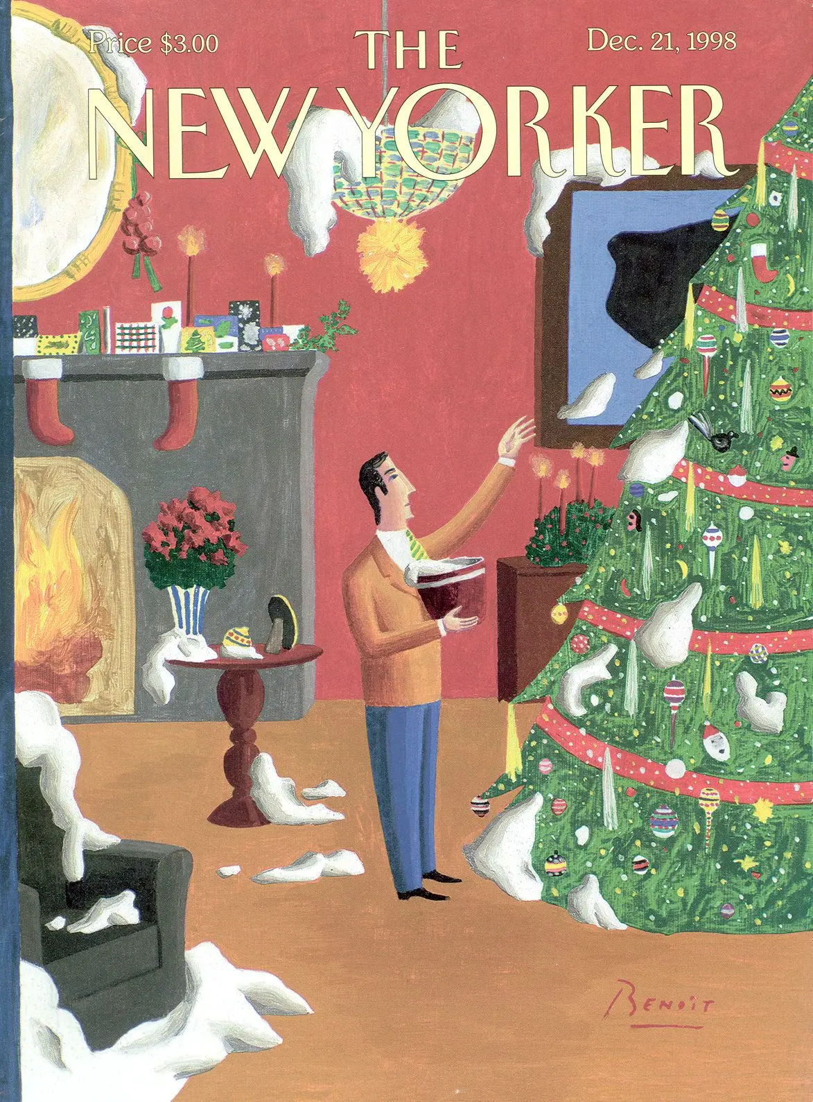 Обложка The New Yorker, 21 декабря 1998: Рождественские украшения, художник Бенуа ван Иннис
