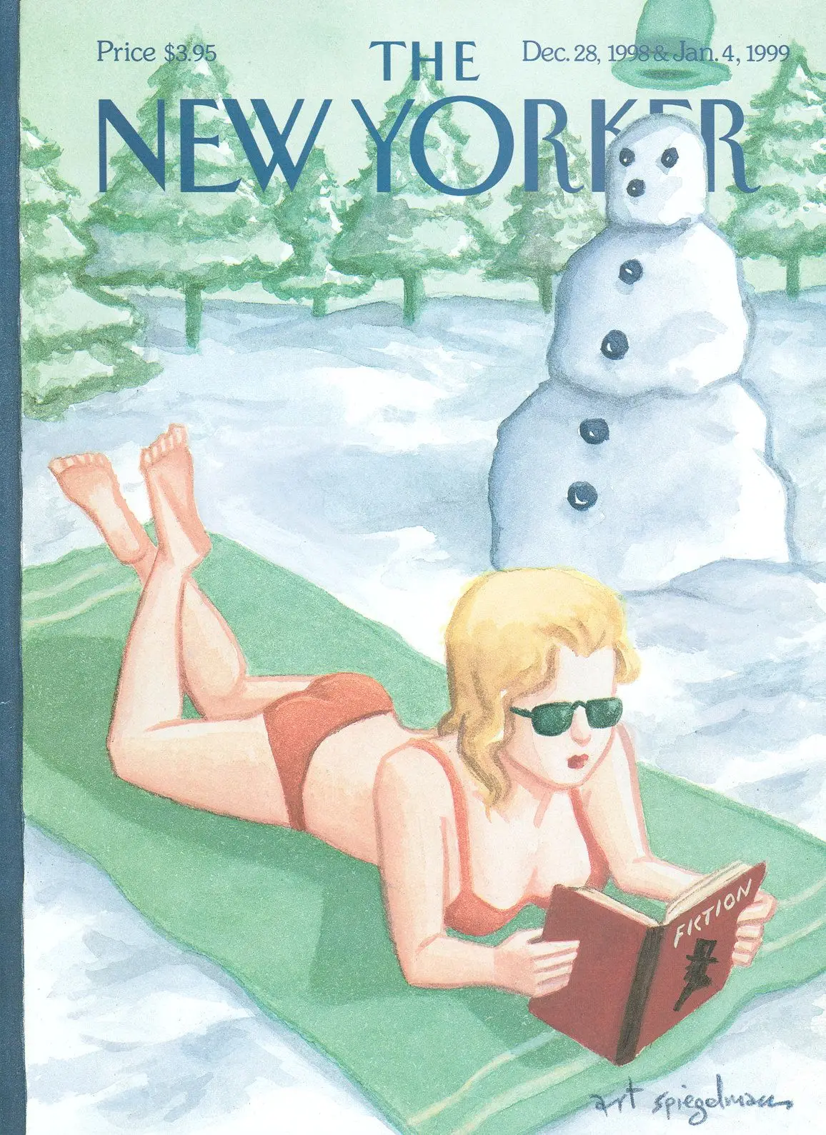 Обложка The New Yorker, 28 декабря 1998: Зимнее чтение, художник Арт Шпигельман