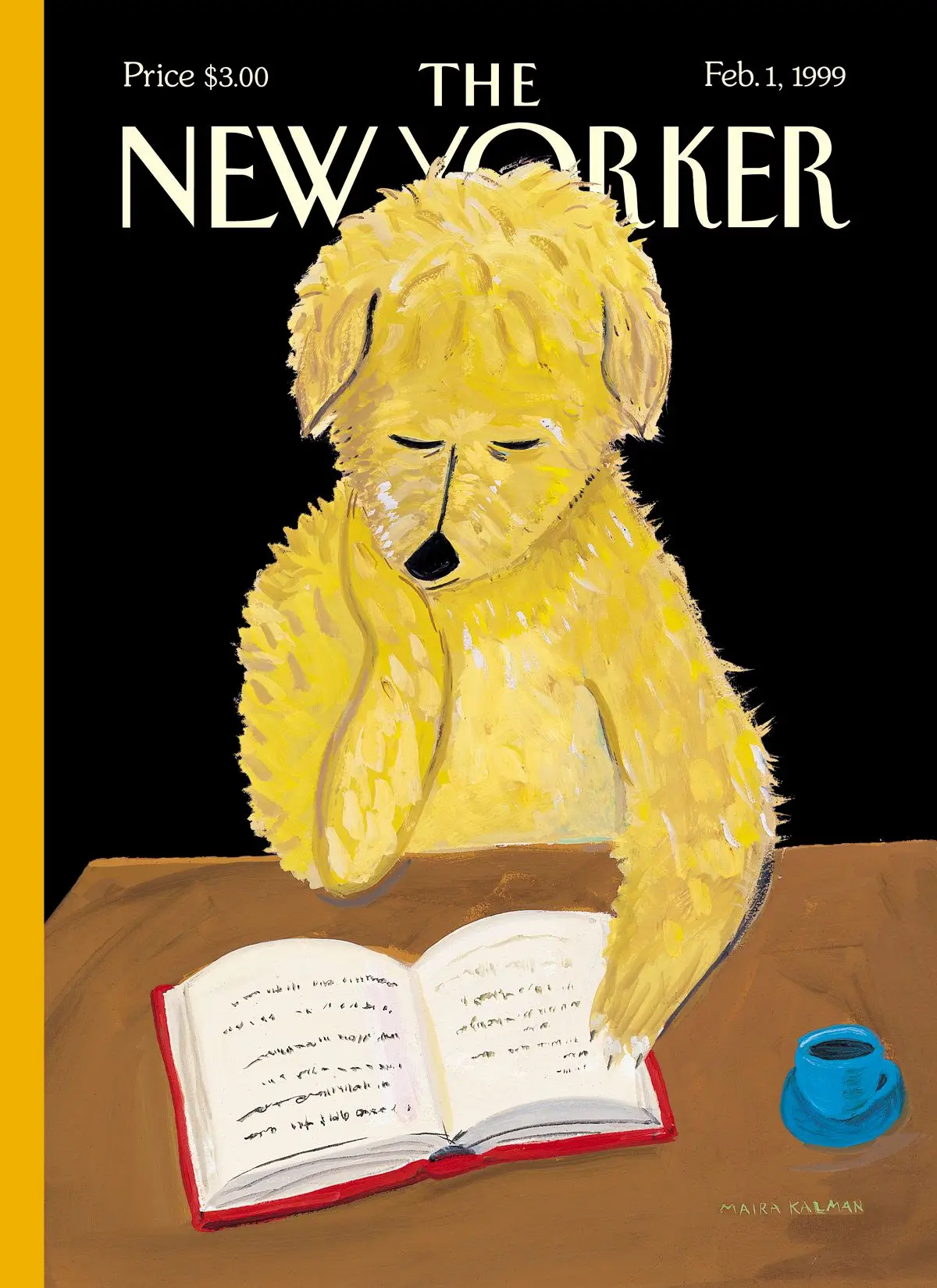 Обложка The New Yorker, 1 февраля 1999: Собака читает книгу, художник Майра Калман
