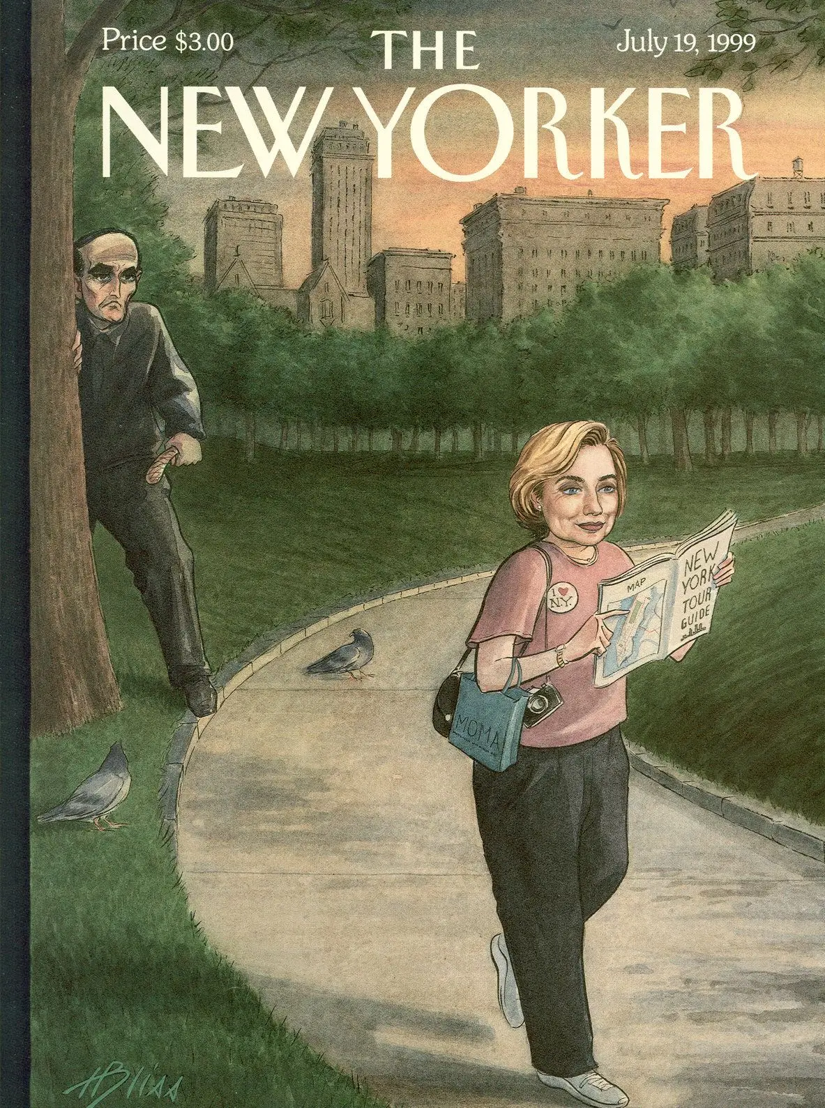 Обложка The New Yorker, 19 июля 1999: Крутой парень и турист, художник Гарри Блисс