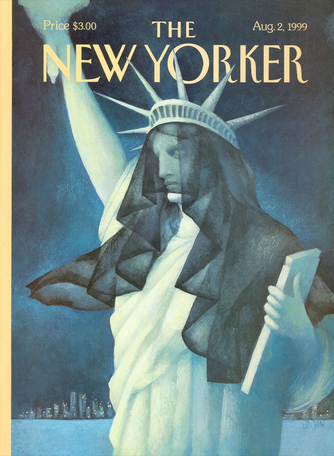 Обложка The New Yorker, 2 августа 1999: Город в трауре, художник Ана Хуан