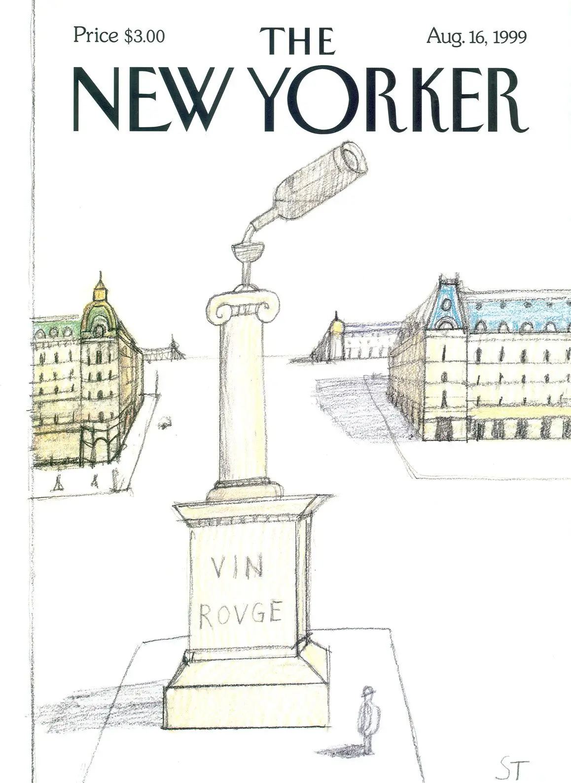 Обложка The New Yorker, 16 августа 1999: Красное вино, художник Сол Стейнберг