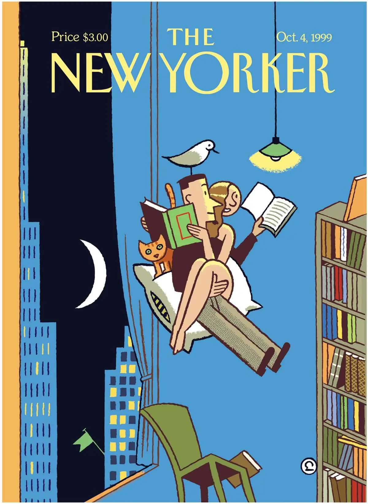 Обложка The New Yorker, 4 октября 1999: Невыносимая лёгкость чтения, художник Эвер Мелен