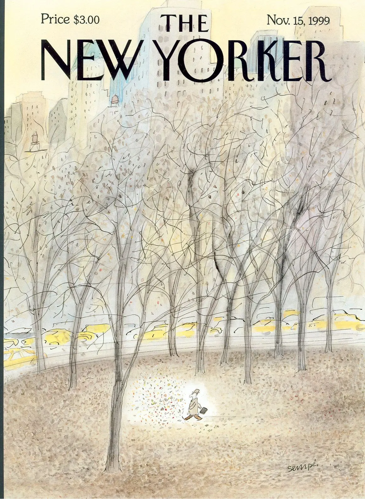 Обложка The New Yorker, 15 ноября 1999: Падение, художник Жан-Жак Сампе